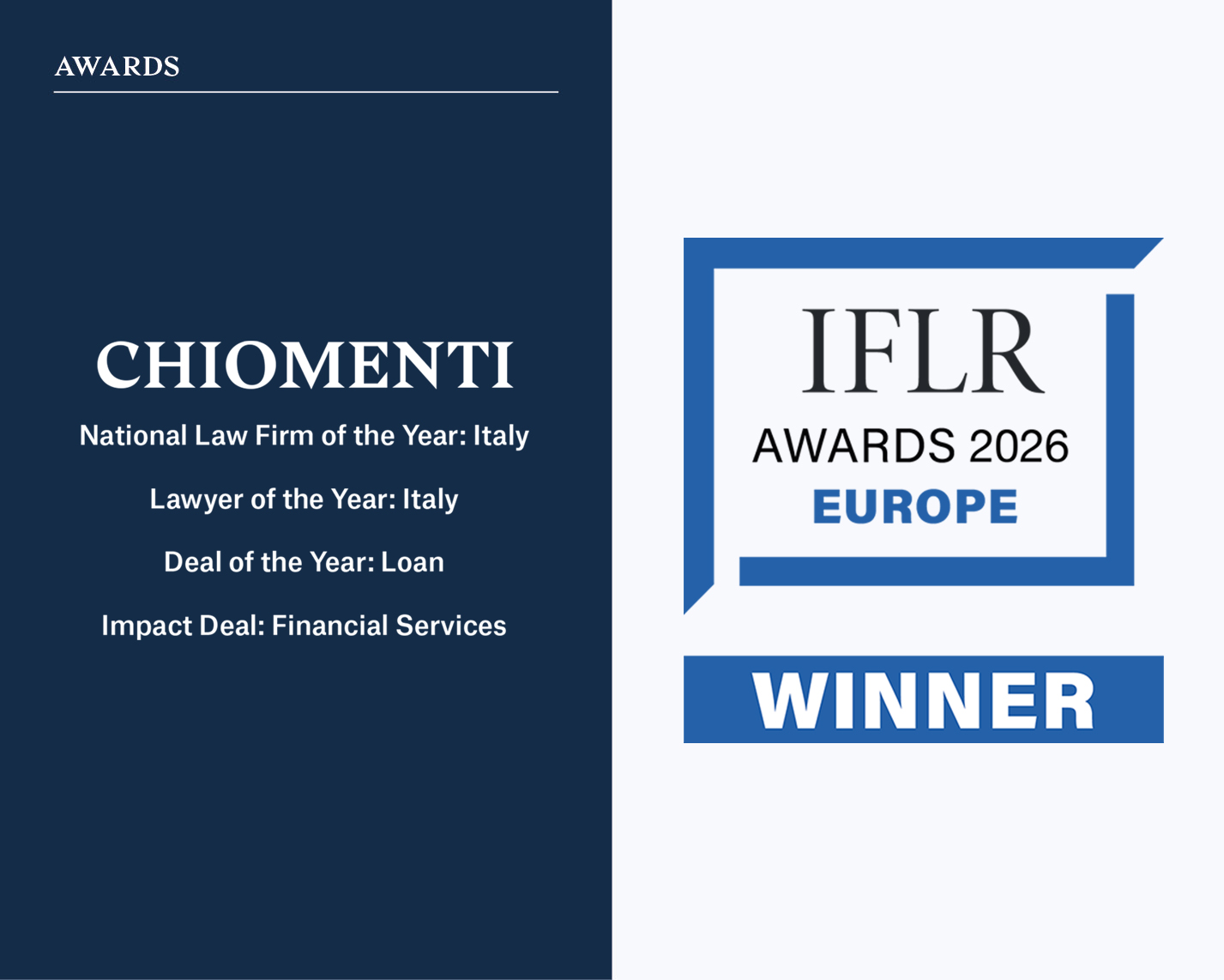 IFLR Europe Awards 2026 | Chiomenti National Law Firm of the Year